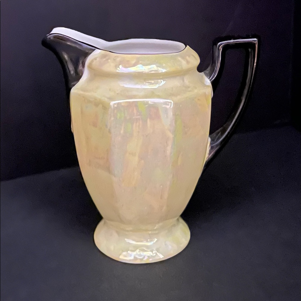 Vintage 4” yellow and black lusterware creamer. “Pault” Czecho-Slovakia